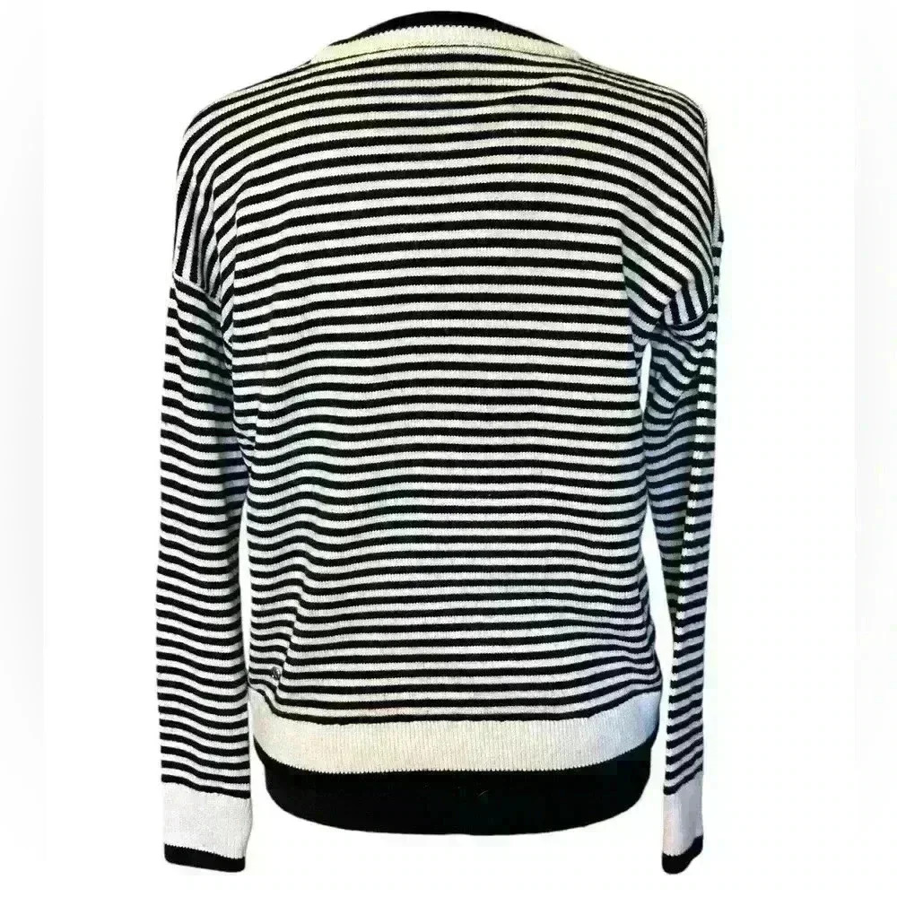Lululemon Women’s Yogi Crew Sweater, Black/White Stripes - Picture 4 of 8